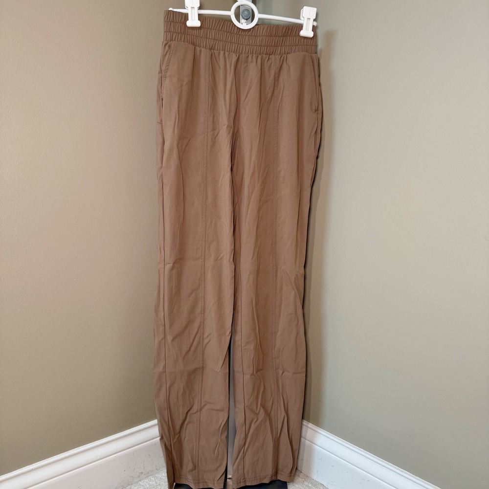 YOGALICIOUS Trekki Modern Day Pant Tan Elastic Waist Full Length XS